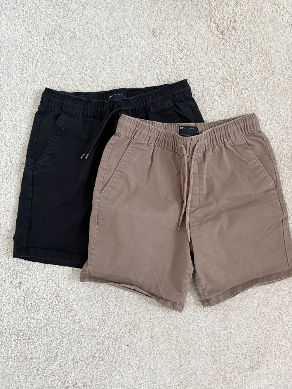 ASOS Design Men's Drawstring Cotton super Shorts Bundle — Black & Brown Size XS